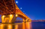 Seongsu Bridge At Night In Seoul,korea Stock Photo