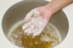 Hand In Parrafin Bath Stock Photo