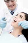 Teeth Whitening At Dental Office Stock Photo