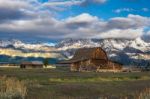 View Of Mormon Row Near Jackson Wyoming Stock Photo