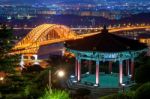 Banghwa Bridge At Night In Seoul,korea Stock Photo