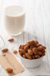 Almond Milk Organic Healthy Nut Vegan Vegetarian Drink Stock Photo