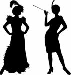 Silhouettes Of Women From Cabaret Stock Photo