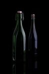 Wine Bottle On Black Stock Photo