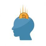 Cryptocurrency Bitcoin Human Head Piggy Bank Flat Design Icon Ve Stock Photo