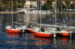 Boats At Lake Como Lecco Italy Stock Photo