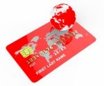 Credit Card Means Commerce Planet And Banking Stock Photo