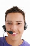 Smiling Man With Headset Stock Photo