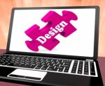 Design On Laptop Shows Creative Designer Artistic Designing Stock Photo