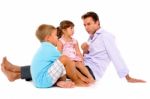 Father With Two Children Stock Photo