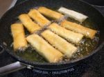 Homemade Deep Frying Spring Rolls Stock Photo