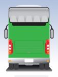 Back View Of Double Deck Touring Coach Bus Stock Photo