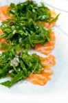 Fresh Salmon Carpaccio Stock Photo