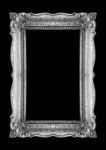 Old Silver Picture Frame On Black Background Stock Photo