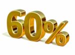 3d Gold 60 Sixty Percent Discount Sign Stock Photo