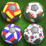 3d Soccer Balls With Group H Teams Flags, Football Brazil 2014 Stock Photo