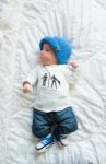 Cool Newborn In Jeans Stock Photo