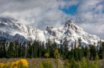 Scenic View Of The Grand Teton National Park Stock Photo