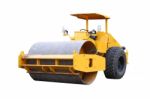 Dirty Road Roller On White Background Stock Photo