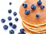 Stack Of Pancakes With Fresh Blueberries Stock Photo