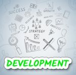 Development Icons Means Growth Progress And Evolution Stock Photo