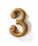 Wooden Numeric 3 Stock Photo