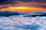 Seoraksan Mountains Is Covered By Morning Fog And Sunrise In Seoul,korea Stock Photo