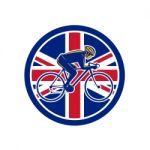 British Cyclist Cycling Union Jack Flag Icon Stock Photo