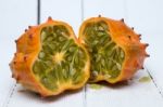 Horned Melon Fruit Stock Photo