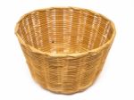 Empty Brown Wicker Woven Basket Isolated Stock Photo