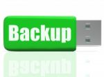 Backup Pen Drive Shows Data Storage Or File Transfer Stock Photo