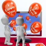 I Love You Balloons Represent Online Greetings For Lovers Stock Photo