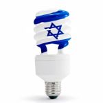 Israel Flag On Energy Saving Lamp Stock Photo