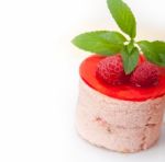 Fresh Raspberry Cake Mousse Dessert Stock Photo