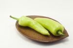 Green Chile On White Background Stock Photo