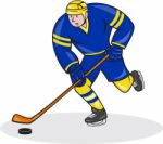 Ice Hockey Player Side With Stick Cartoon Stock Photo