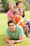 Affectionate Family Enjoying Outdoors Stock Photo