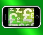 British Pounds Signs On Mobile Stock Photo