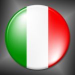 Italian Badge Indicates Waving Flag And Badges Stock Photo