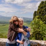 Mum And Daughter On Holiday In Pienza Italy Stock Photo