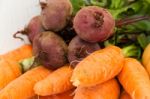 Variety Of Vegetables Grown In The Organic Garden Stock Photo