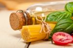 Italian Spaghetti Pasta Tomato And Basil Stock Photo