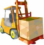 Forklift Truck Materials Handling Box Low Polygon Stock Photo