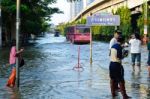 Severe Flood In Bangkok, Thailand Stock Photo