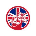 British Lit Operator Union Jack Flag Icon Stock Photo