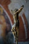 Sculpture Of Christ On The Cross In Verona Cathedral Stock Photo