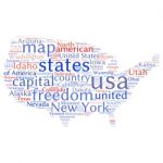 Usa State Map Tag Cloud  Illustration Stock Photo