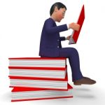 Businessman Reading Books Means Learned Education And School Stock Photo