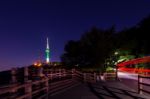 Seoul Tower At Night.namsan Mountain In Korea Stock Photo