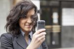 Lady Reading Sms Stock Photo